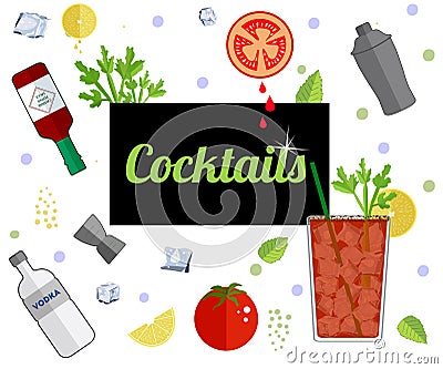 Alcohol drink bar menu banner Vector Illustration